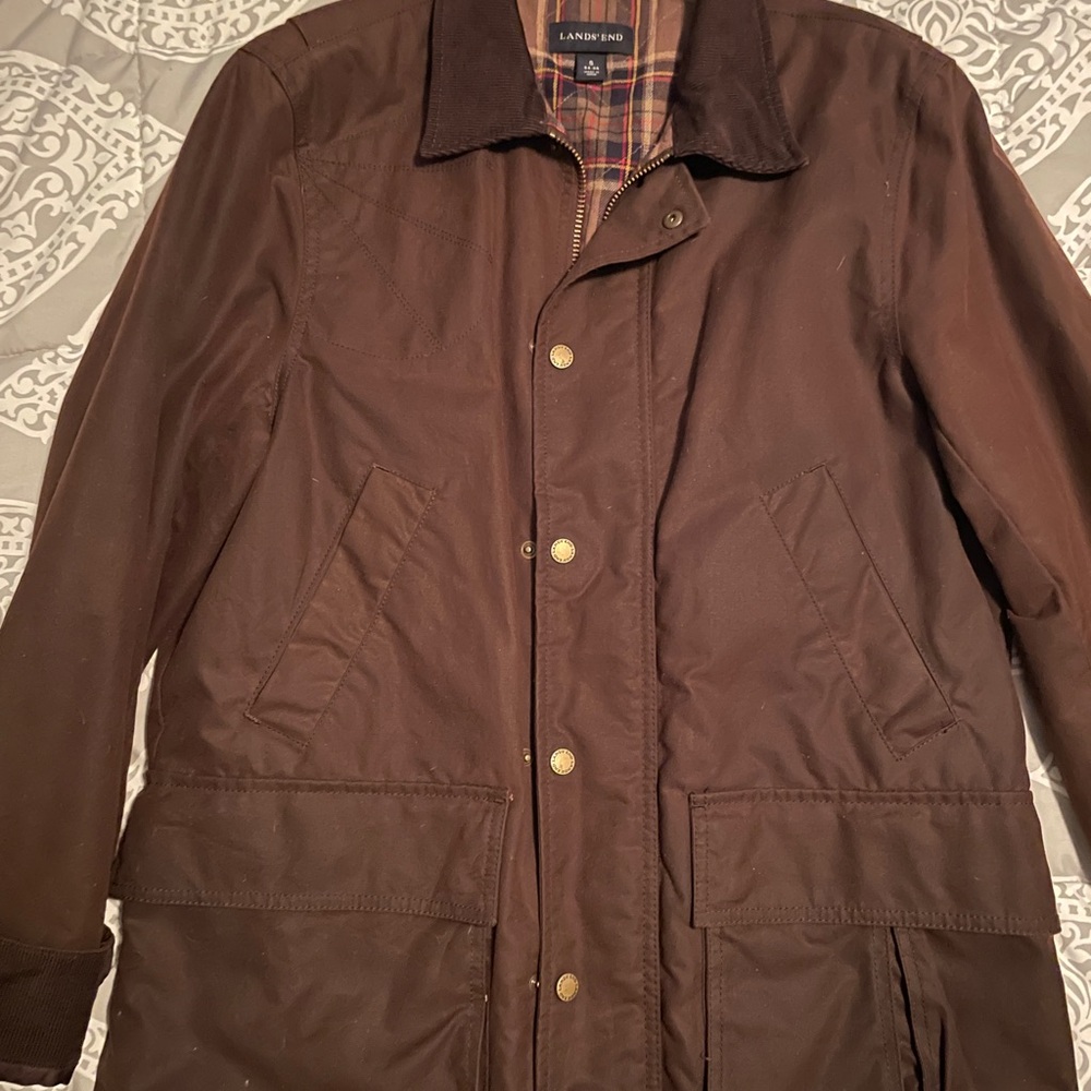 Lands' End Brown Waxed Cotton Field Jacket